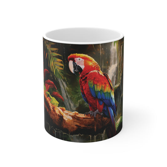 Scarlet Macaw | Ceramic Mug 11oz | Chrome